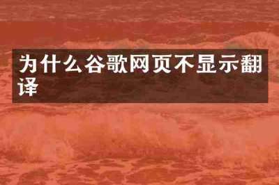 为什么谷歌网页不显示翻译