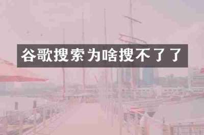 谷歌搜索为啥搜不了了