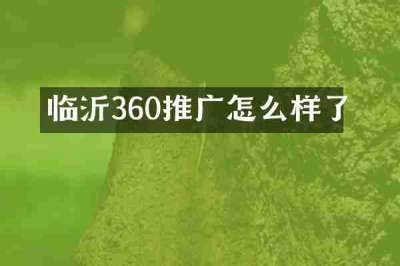 临沂360推广怎么样了
