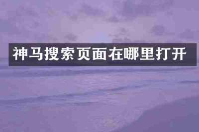 神马搜索页面在哪里打开