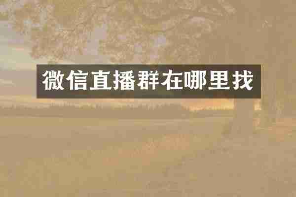 微信直播群在哪里找