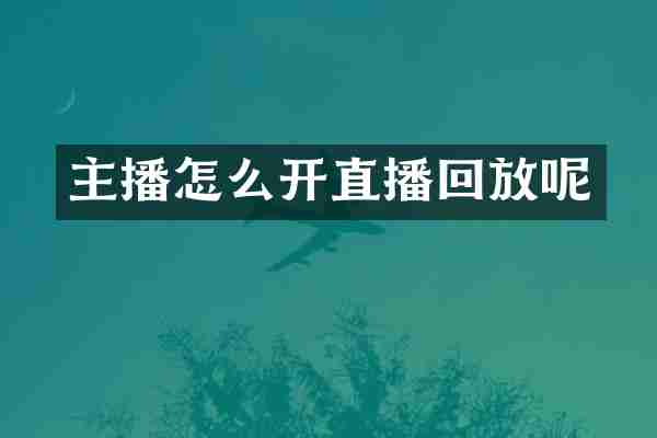 主播怎么开直播回放呢
