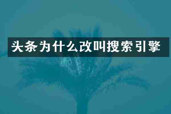 头条为什么改叫搜索引擎