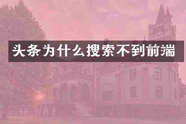 头条为什么搜索不到前端