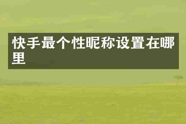 快手最个性昵称设置在哪里
