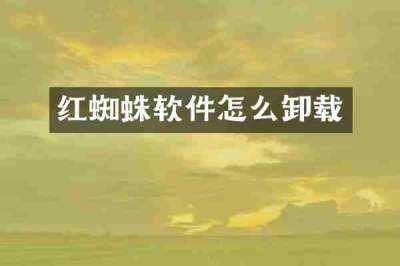 红蜘蛛软件怎么卸载