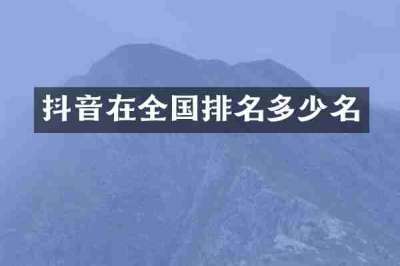 抖音在全国排名多少名