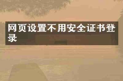 网页设置不用安全证书登录
