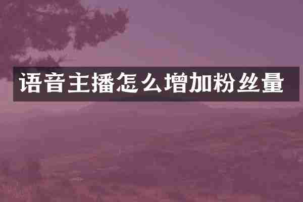 语音主播怎么增加粉丝量