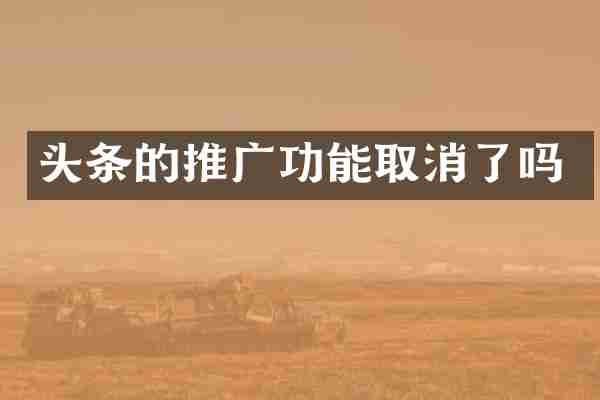头条的推广功能取消了吗