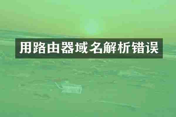 用路由器域名解析错误