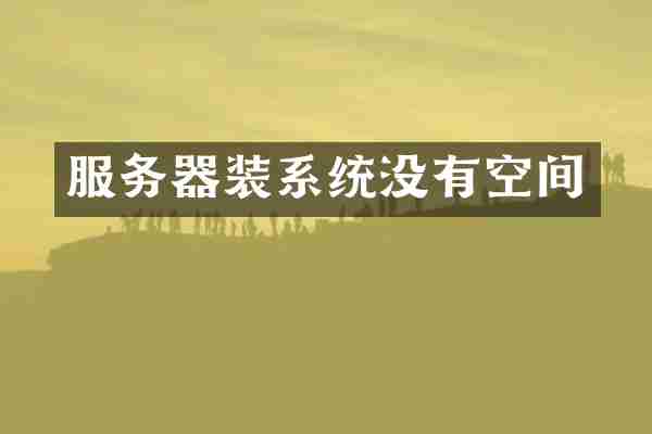 服务器装系统没有空间