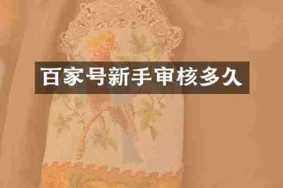 百家号新手审核多久