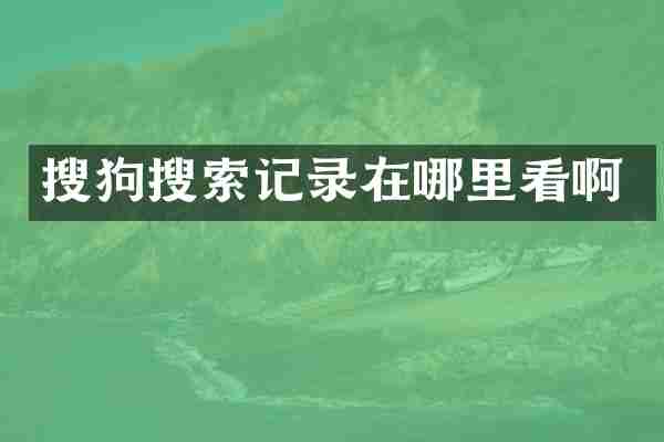 搜狗搜索记录在哪里看啊