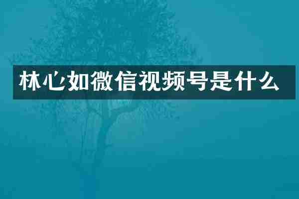 林心如微信视频号是什么