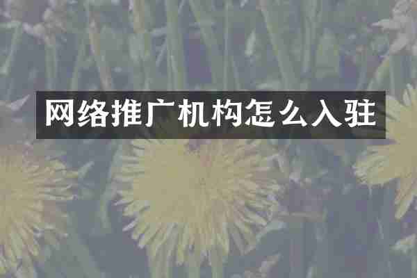 网络推广机构怎么入驻