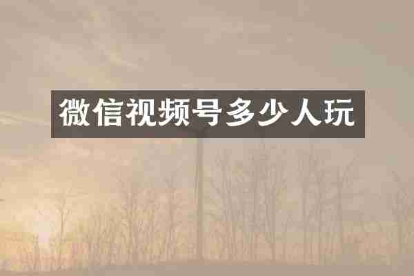 微信视频号多少人玩