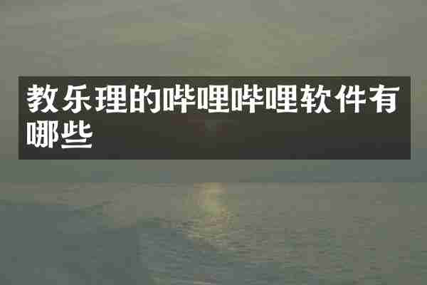 教乐理的哔哩哔哩软件有哪些