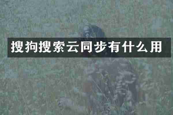 搜狗搜索云同步有什么用