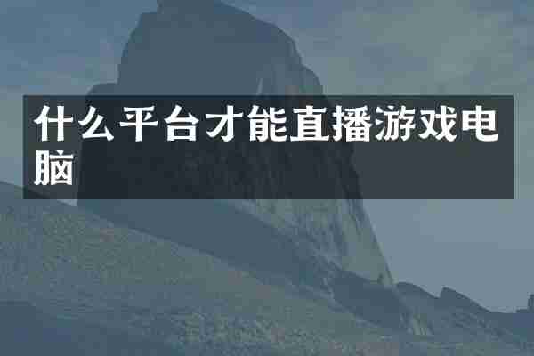 什么平台才能直播游戏电脑