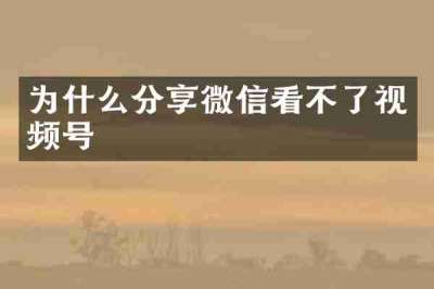 为什么分享微信看不了视频号