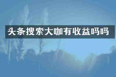 头条搜索大咖有收益吗吗