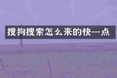 搜狗搜索怎么来的快一点