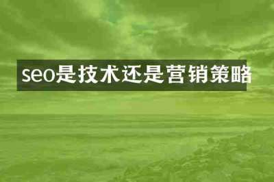 seo是技术还是营销策略
