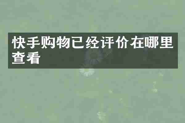 快手购物已经评价在哪里查看