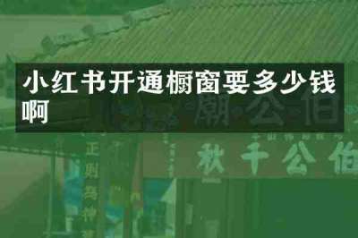 小红书开通橱窗要多少钱啊