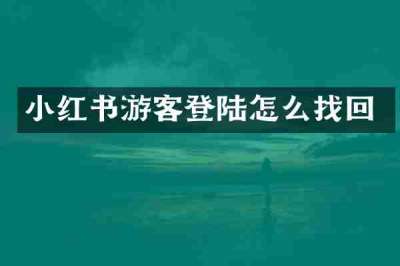 小红书游客登陆怎么找回