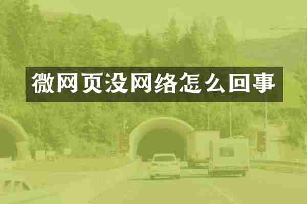 微网页没网络怎么回事
