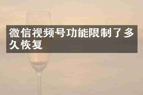 微信视频号功能限制了多久恢复