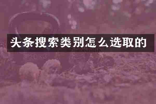 头条搜索类别怎么选取的