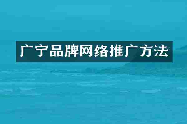 广宁品牌网络推广方法