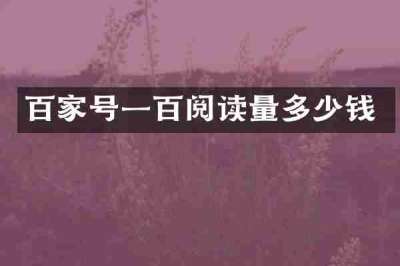 百家号一百阅读量多少钱