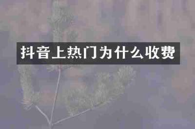 抖音上热门为什么收费