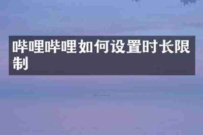 哔哩哔哩如何设置时长限制