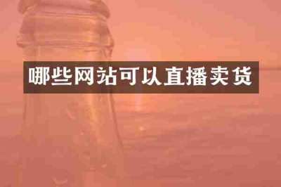 哪些网站可以直播卖货
