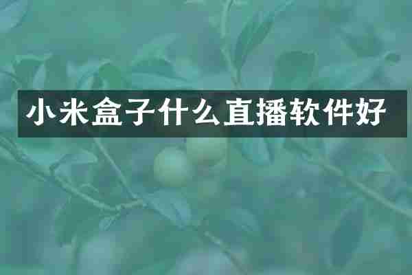 小米盒子什么直播软件好