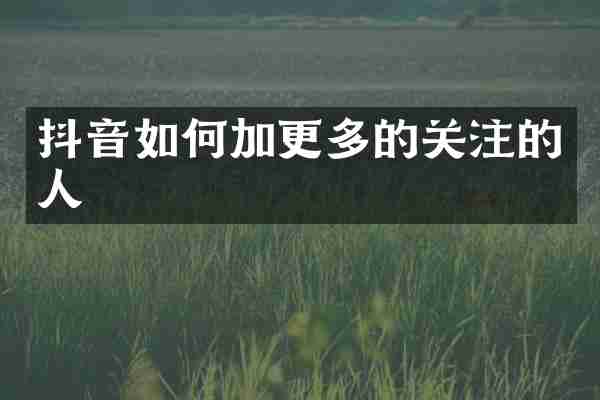 抖音如何加更多的关注的人