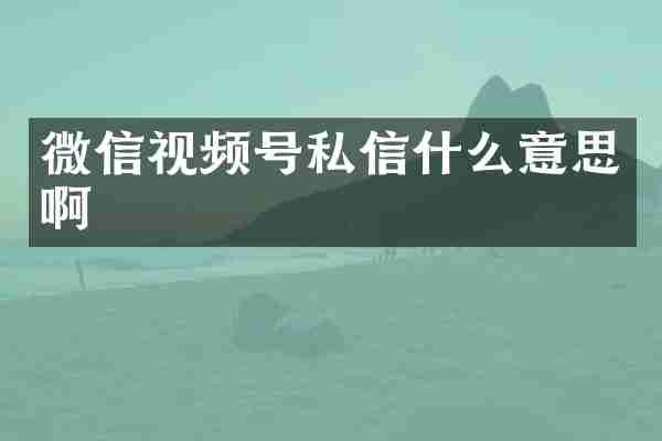 微信视频号私信什么意思啊