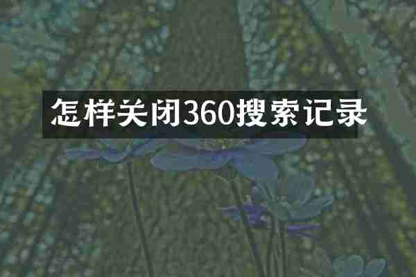 怎样关闭360搜索记录