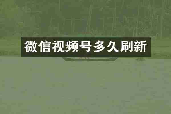 微信视频号多久刷新
