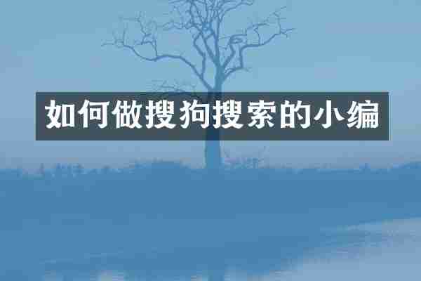 如何做搜狗搜索的小编