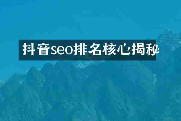 抖音seo排名核心揭秘