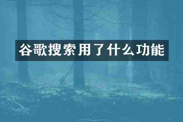 谷歌搜索用了什么功能
