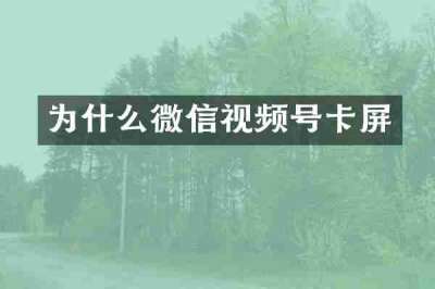为什么微信视频号卡屏