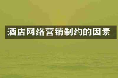 酒店网络营销制约的因素