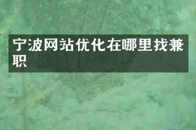宁波网站优化在哪里找兼职